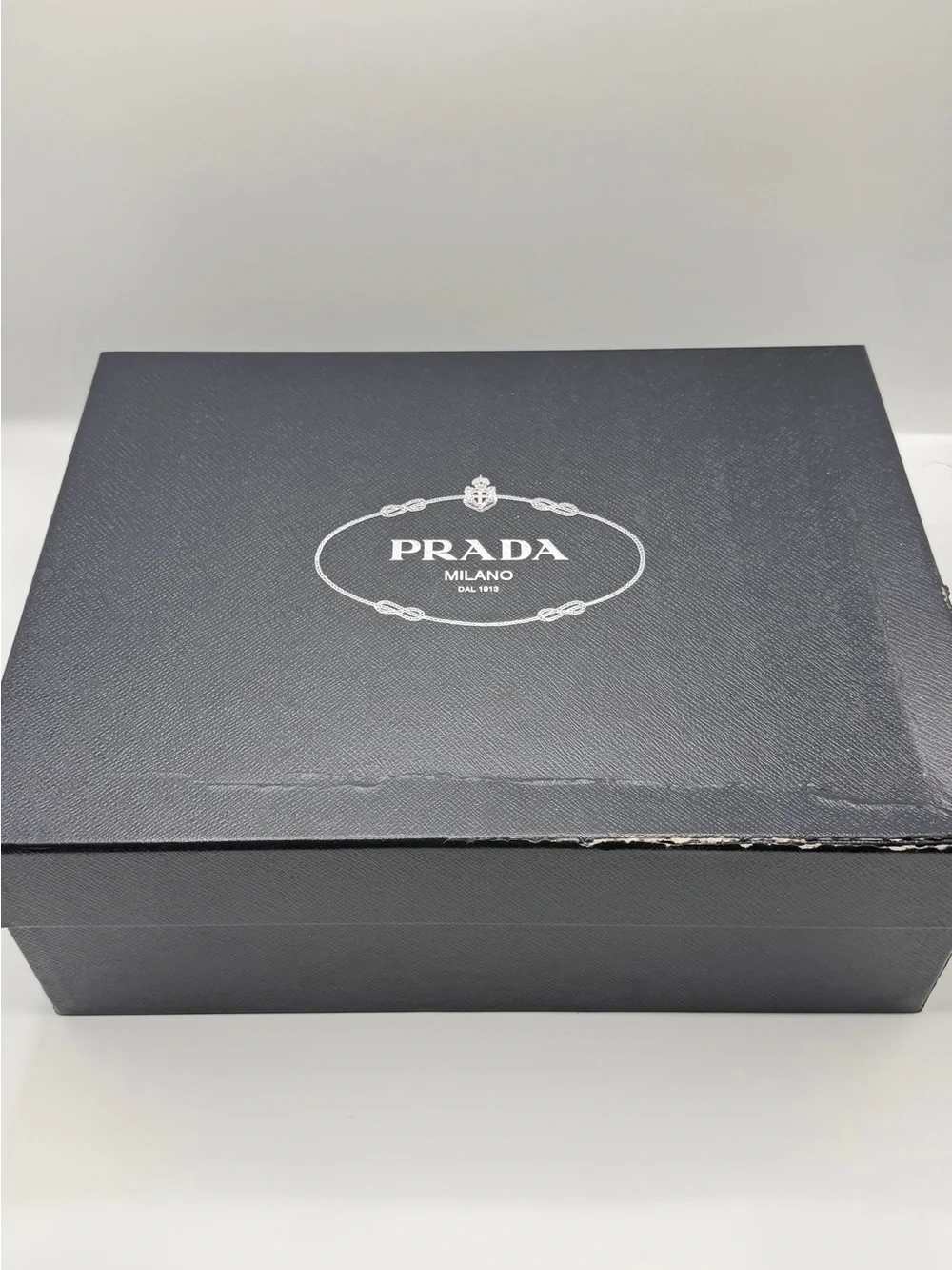 NIB Prada Triangle Logo Black Leather Double Chocolate Rubber Lug Sole Loafers